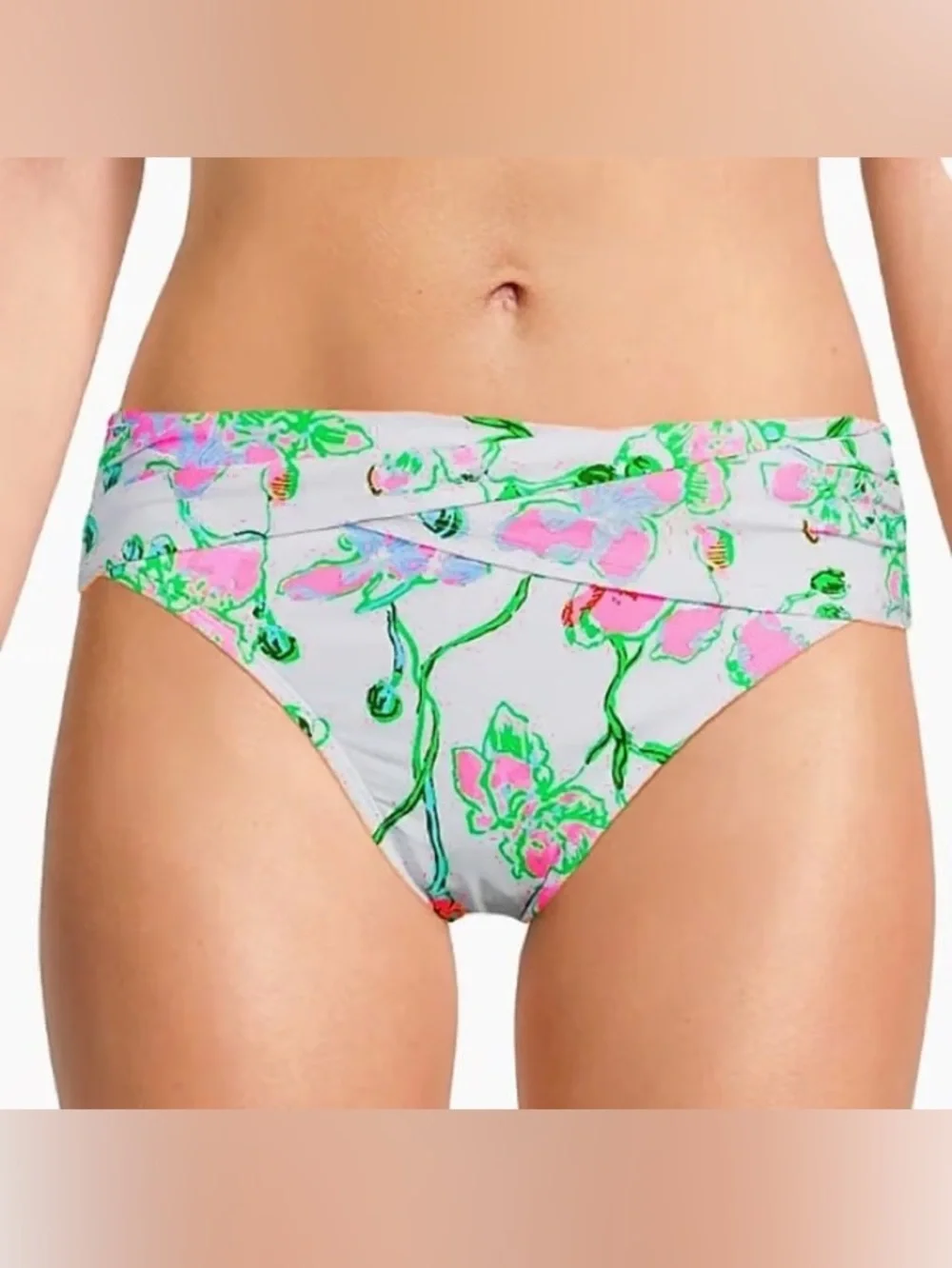 Lilly Pulitzer pink and green ruched front bikini bottoms